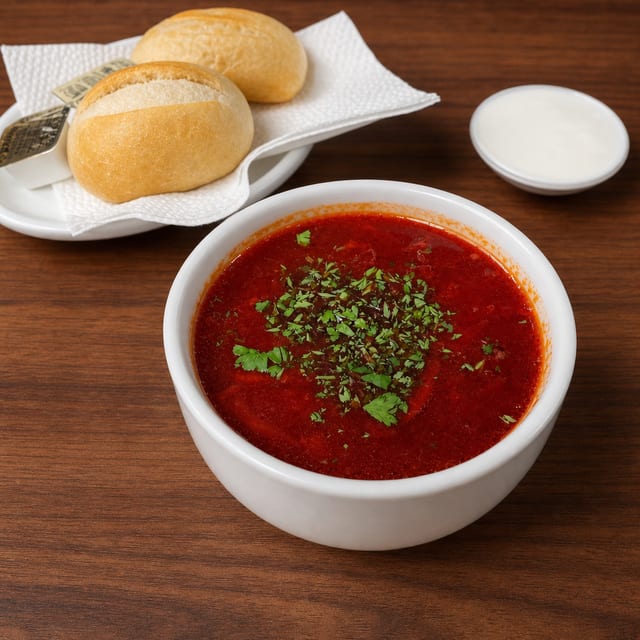 Ukrainian Borscht (Red Beet Soup).